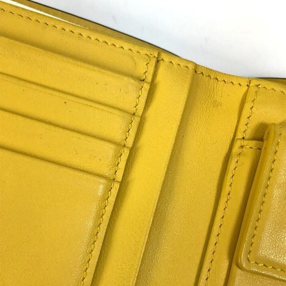 FENDI 7M0001 logo Wallet Folded wallet Leather Black x Yellow - Picture 10 of 13